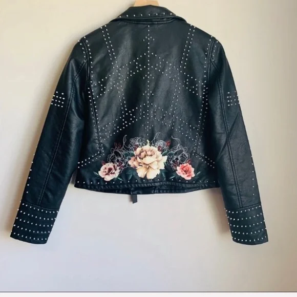 NWT Blank NYC Floral Painted Studded Moto Jacket - Picture 2 of 8